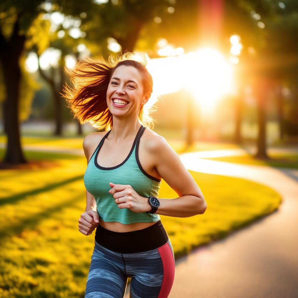 Active woman jogging — supported by CoreGLP energy formula