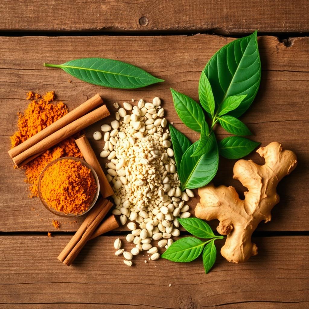 Natural CoreGLP ingredients on rustic wood